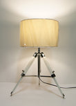 industrial style Tripod Table Lamp White shade with white wooden base