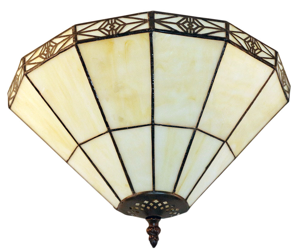 Mission Stained Glass Tiffany Wall Light  with Intricate Filigree Accent