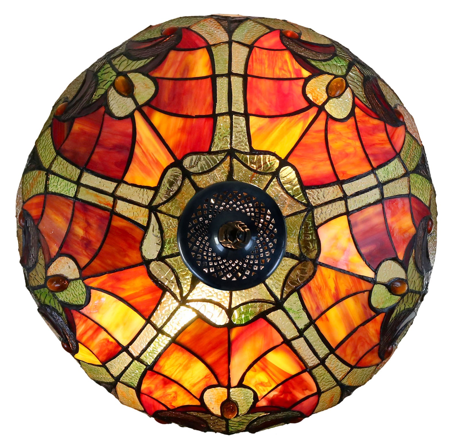16" Large Amor Red Victorian Style Tiffany Table Lamp