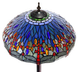 18" Classical Red Blue Dragonfly  Stained Glass Tiffany Floor Lamp