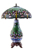 Large 18" Green Traditional Dragonfly  Tiffany Table Lamp with Lighted Base
