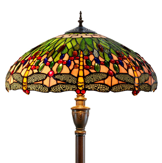 18" Classical Green Dragonfly  Stained Glass Tiffany Floor Lamp