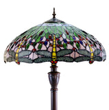 18" Classical Green Dragonfly  Stained Glass Tiffany Floor Lamp