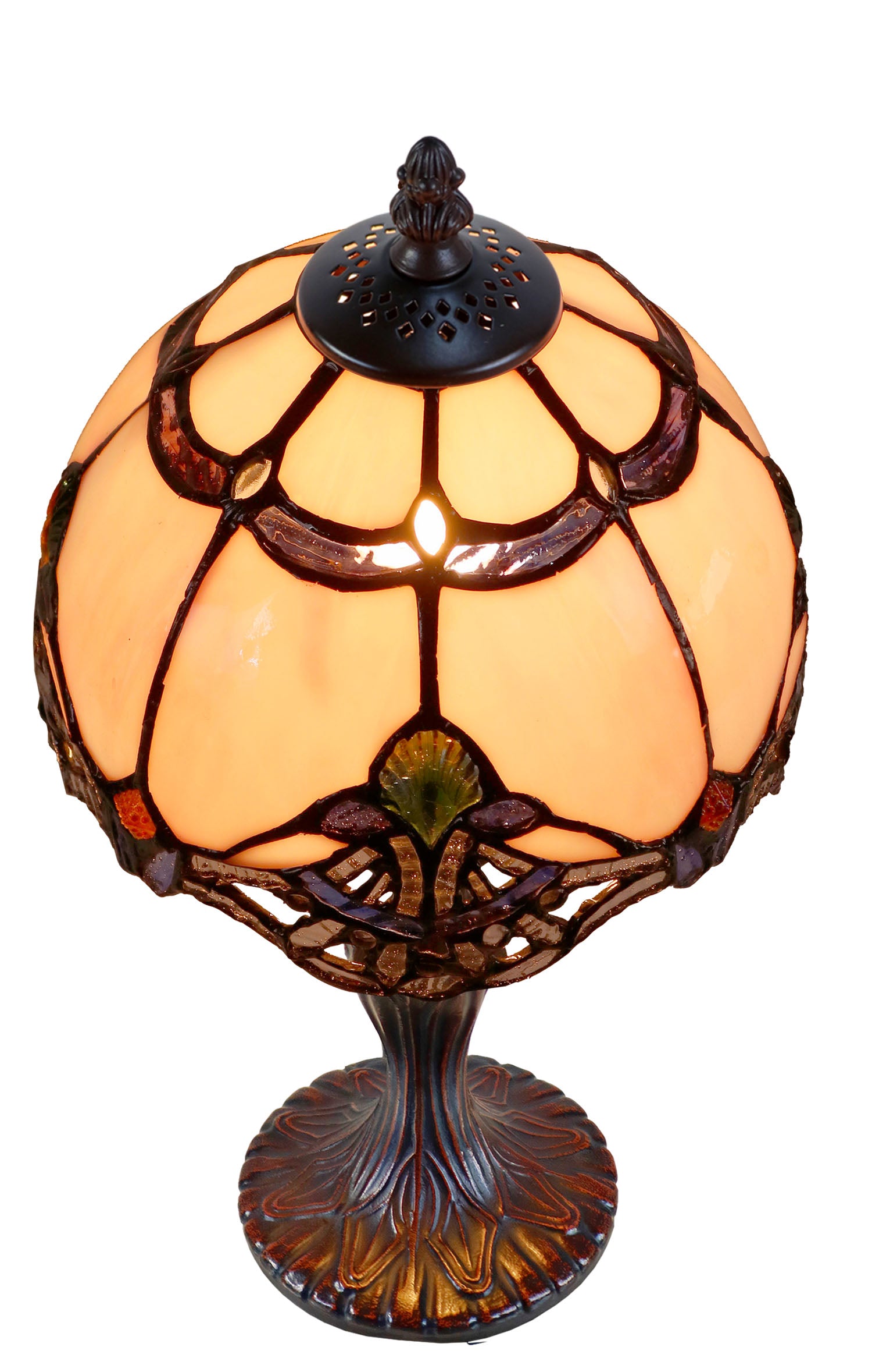 Lavender Pink Stunning  8"  Rococo Style curved Glass Tiffany Mini Lamp
