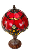 Red 8" Rococo Style curved Glass Tiffany Mini Lamp