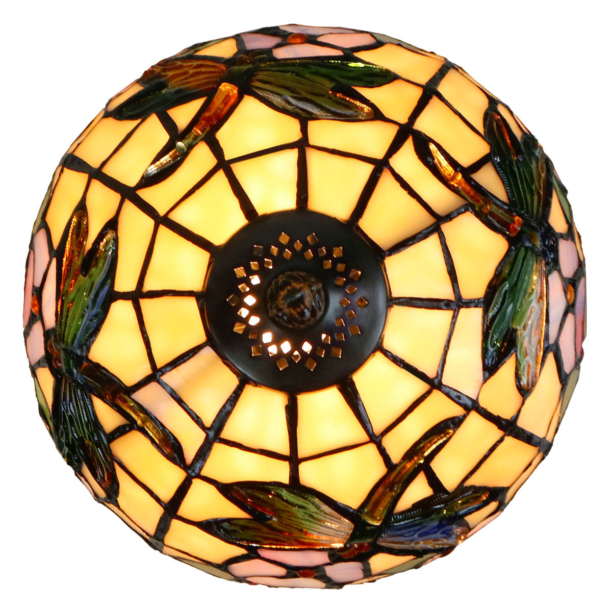 8" Crystal Dragonfly flower Style Stained Glass Tiffany Mini Lamp