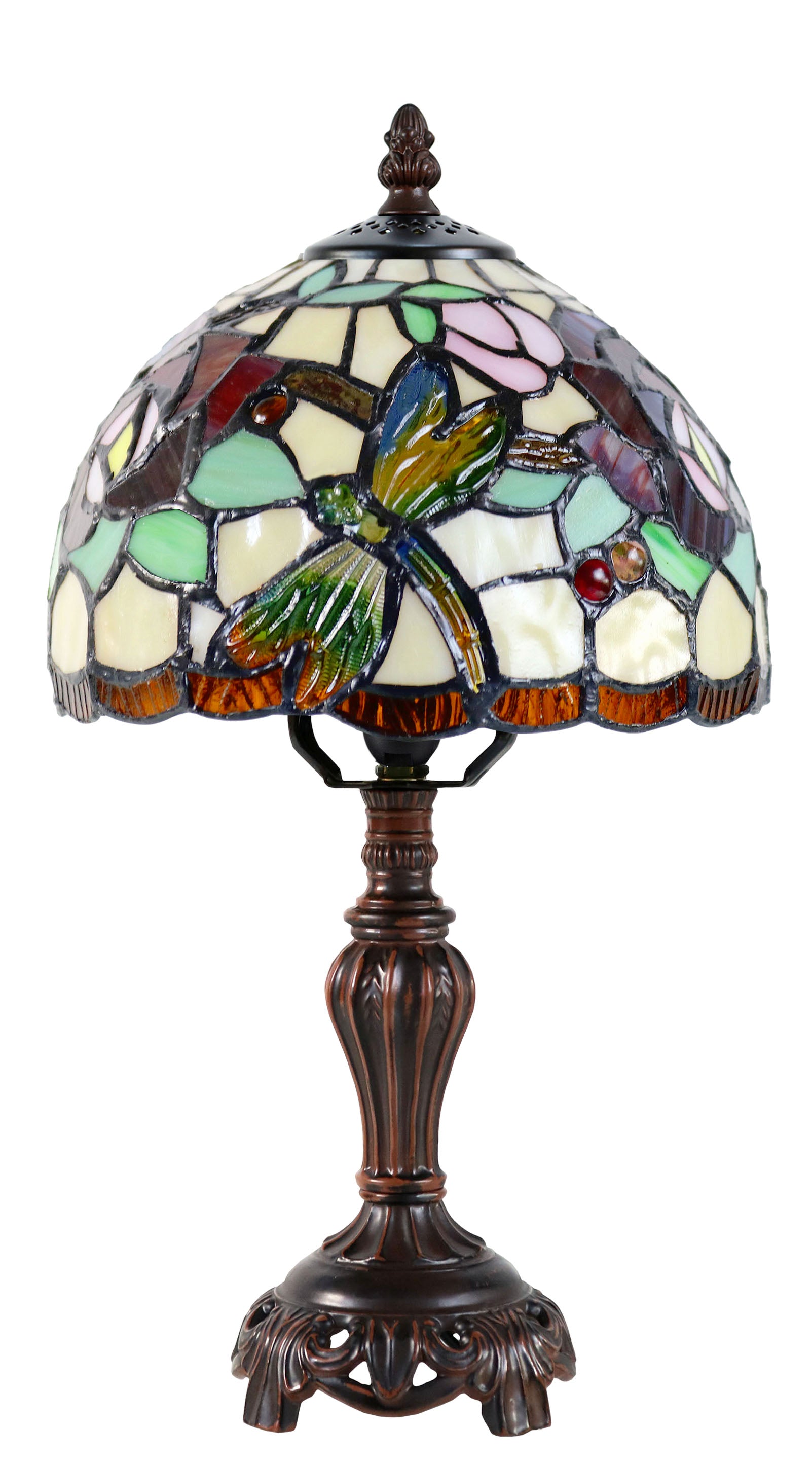 Stunning 8" Dragonfly Style Tiffany Mini Table Lamp