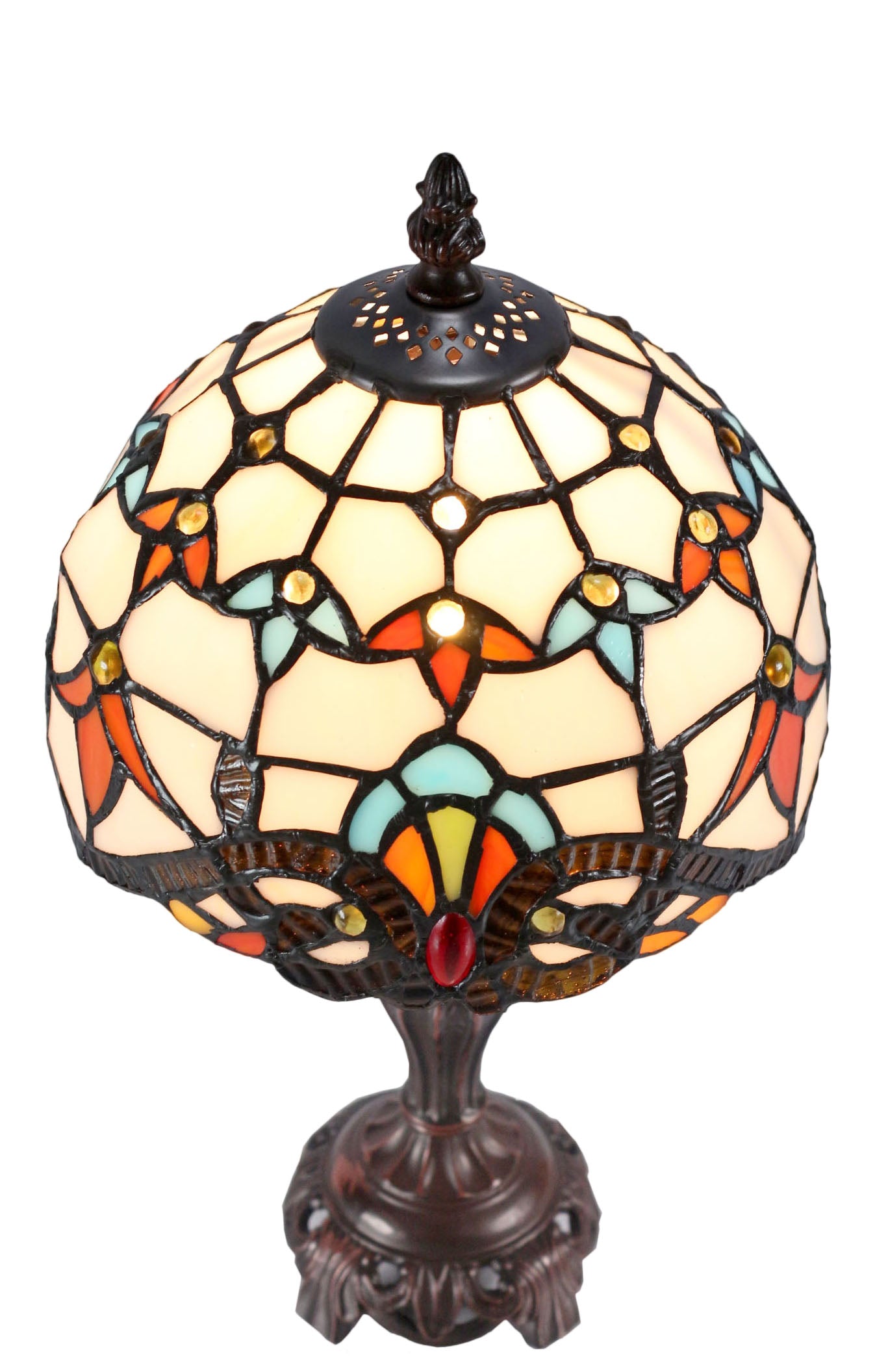 Stunning 8" Beige  Baroque Style Tiffany Mini Lamp
