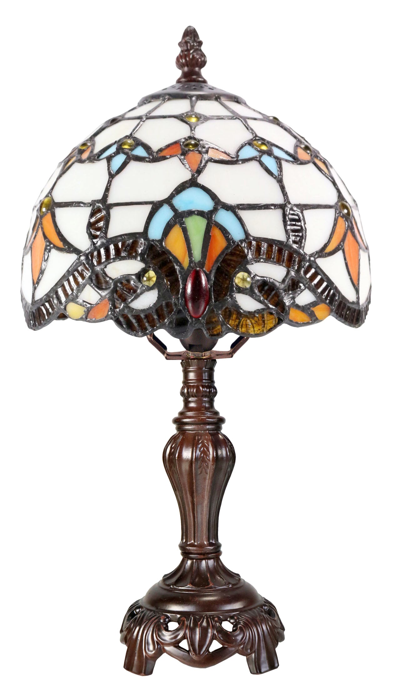 Stunning 8" Beige  Baroque Style Tiffany Mini Lamp
