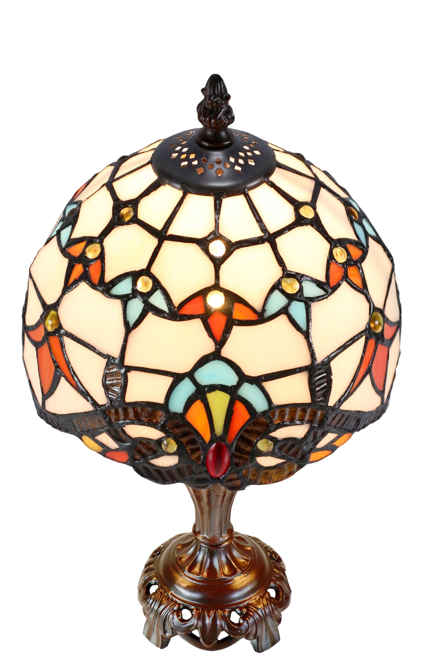 Stunning 8" Beige  Baroque Style Tiffany Mini Lamp