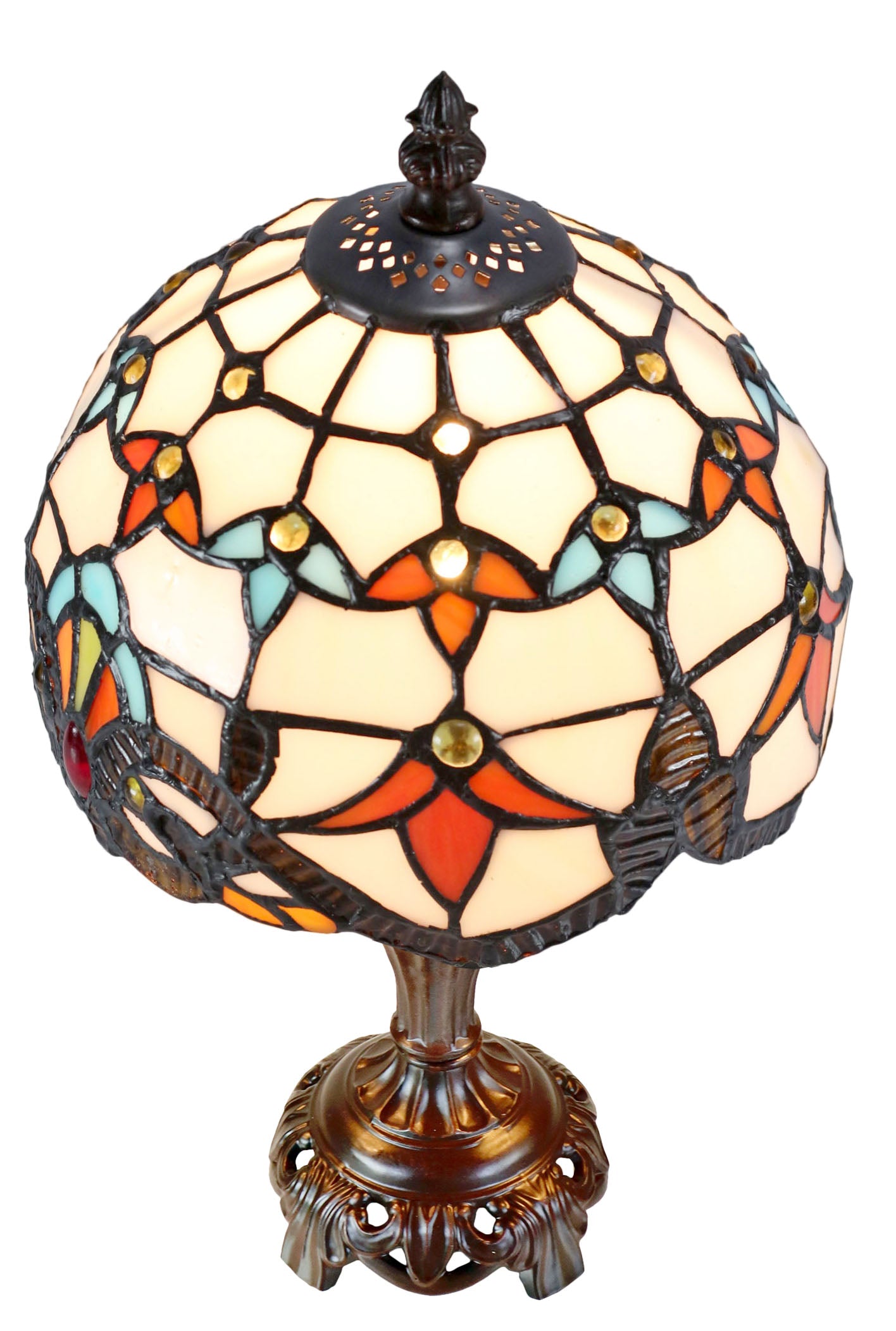 Stunning 8" Beige  Baroque Style Tiffany Mini Lamp