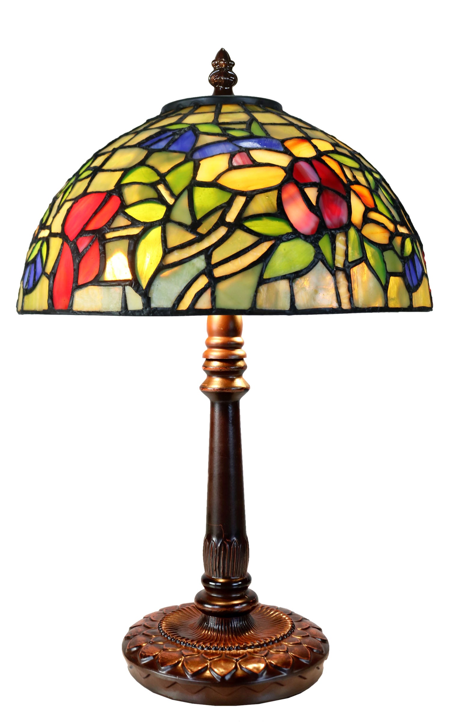 Limited Edition "Exquisite 10" @10” wide Flower Style Iris Tiffany Bedside Lamp