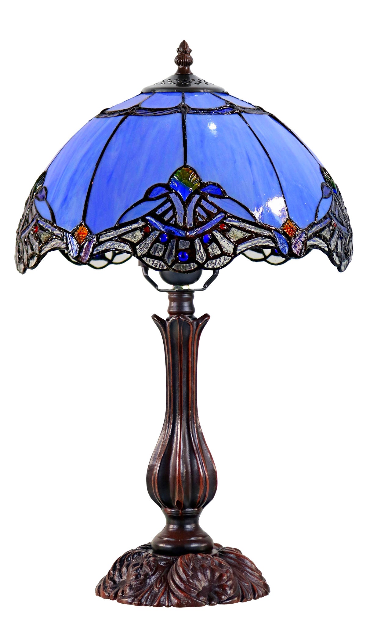 12" Baroque Accent Style Tiffany Bedside Lamp