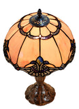 12" Pink Baroque Accent Style Tiffany Bedside Lamp
