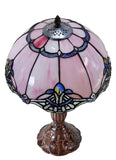 12" Pink Baroque Accent Style Tiffany Bedside Lamp