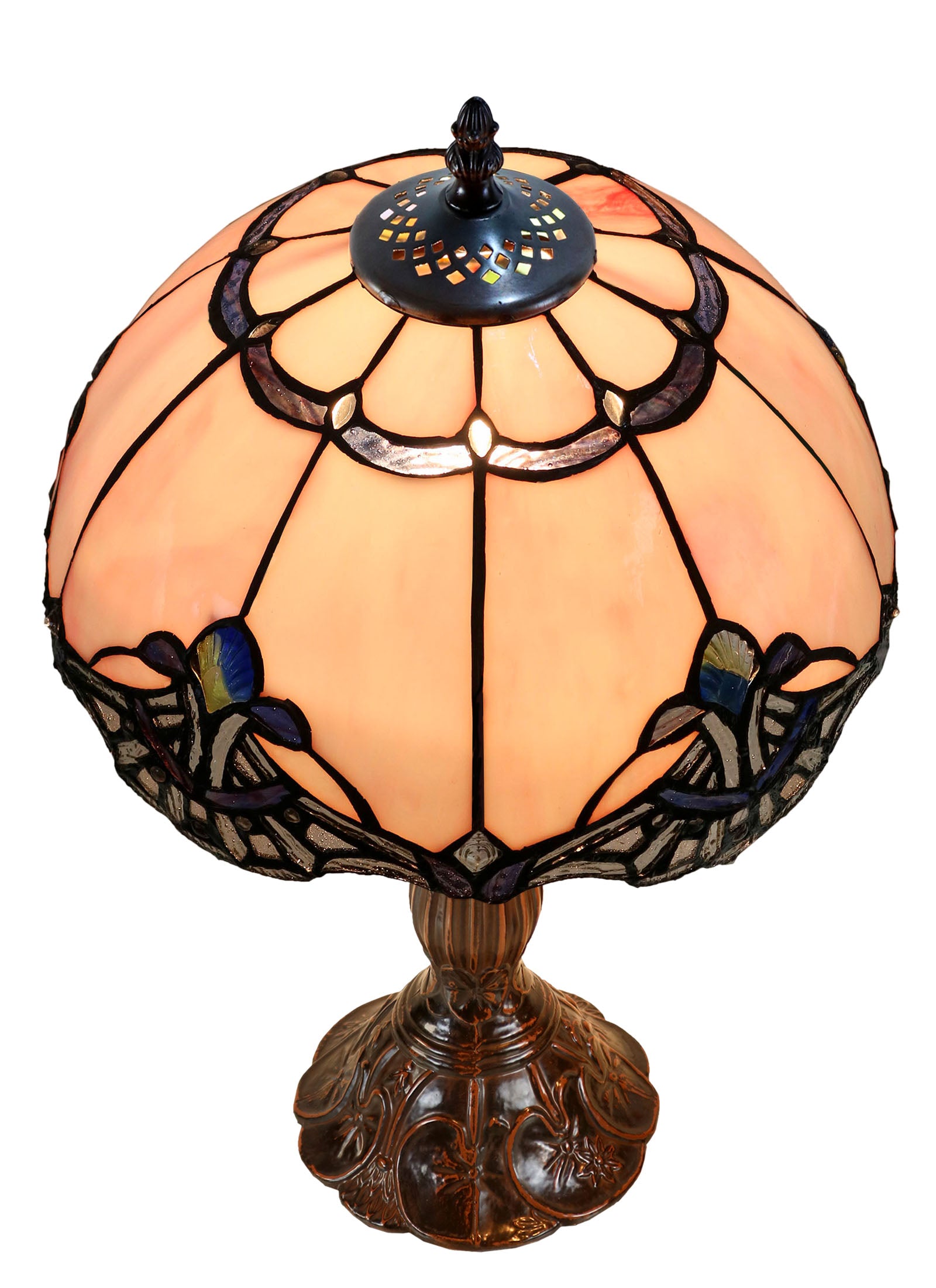 12" Pink Baroque Accent Style Tiffany Bedside Lamp