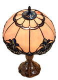 12" Pink Baroque Accent Style Tiffany Bedside Lamp