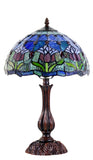 12" Blue Colonial Tulip Style Tiffany Bedside Lamp