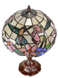 12"  Hummingbird Flower Style Tiffany Bedside Table Lamp