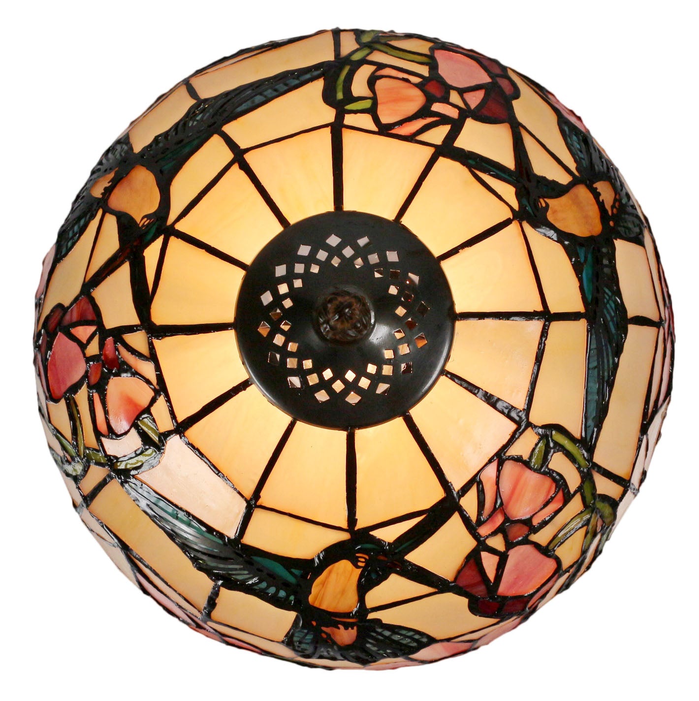 12"  Hummingbird Flower Style Tiffany Bedside Table Lamp