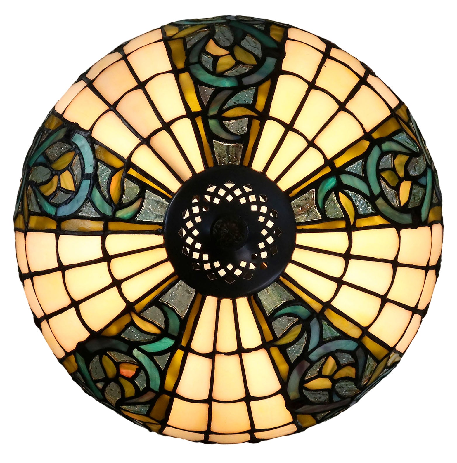 12"  Leaf Ribbon Style  Stained Glass Leadlight Tiffany Bedside Lamp