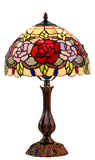 12" Rose Style Leadlight Stained Glass Tiffany Bedside Lamp