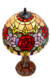 12" Rose Style Leadlight Stained Glass Tiffany Bedside Lamp