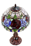 12" Rose Style Leadlight Stained Glass Tiffany Bedside Lamp