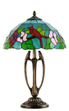 14" Red Parrot Flower Tiffany Table Bedside Lamp