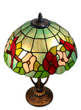 14" Red Parrot Flower Tiffany Table Bedside Lamp