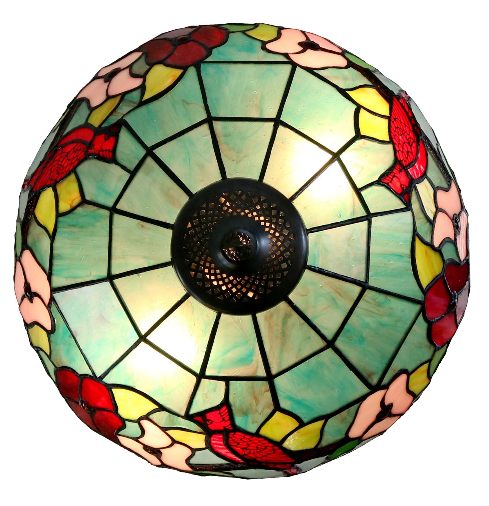 14" Red Parrot Flower Tiffany Table Bedside Lamp