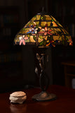 16" Large Clematis Flower Trellis Tiffany  Stained Class table Lamp