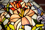 Large 16" Oriental Lily  Style Stained Glass Leadlight Tiffany  Table Lamp