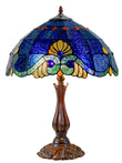 16" Large Amor Blue Victorian Style Tiffany Table Lamp with Textured Stained Glass