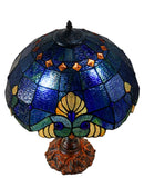 16" Large Amor Blue Victorian Style Tiffany Table Lamp with Textured Stained Glass