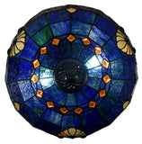 16" Large Amor Blue Victorian Style Tiffany Table Lamp with Textured Stained Glass