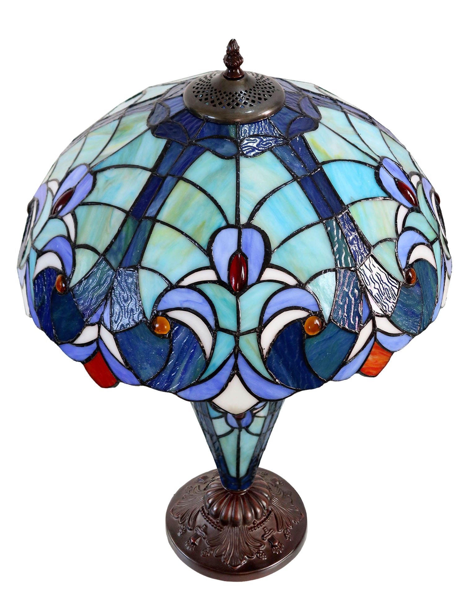 Limited Edition@16" Large Amor Blue Victorian Style Double Lights Tiffany Table Lamp