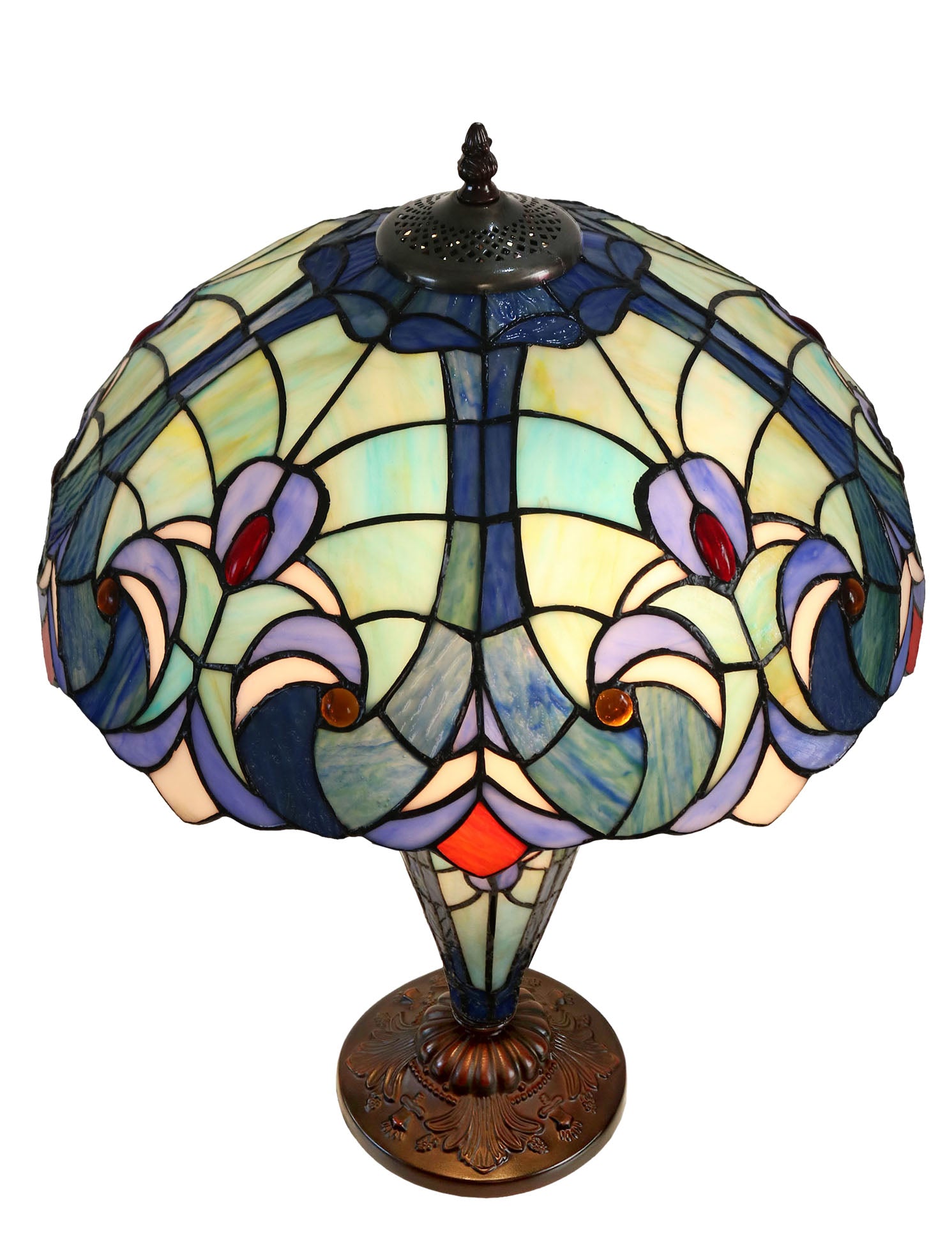 Limited Edition@16" Large Amor Blue Victorian Style Double Lights Tiffany Table Lamp