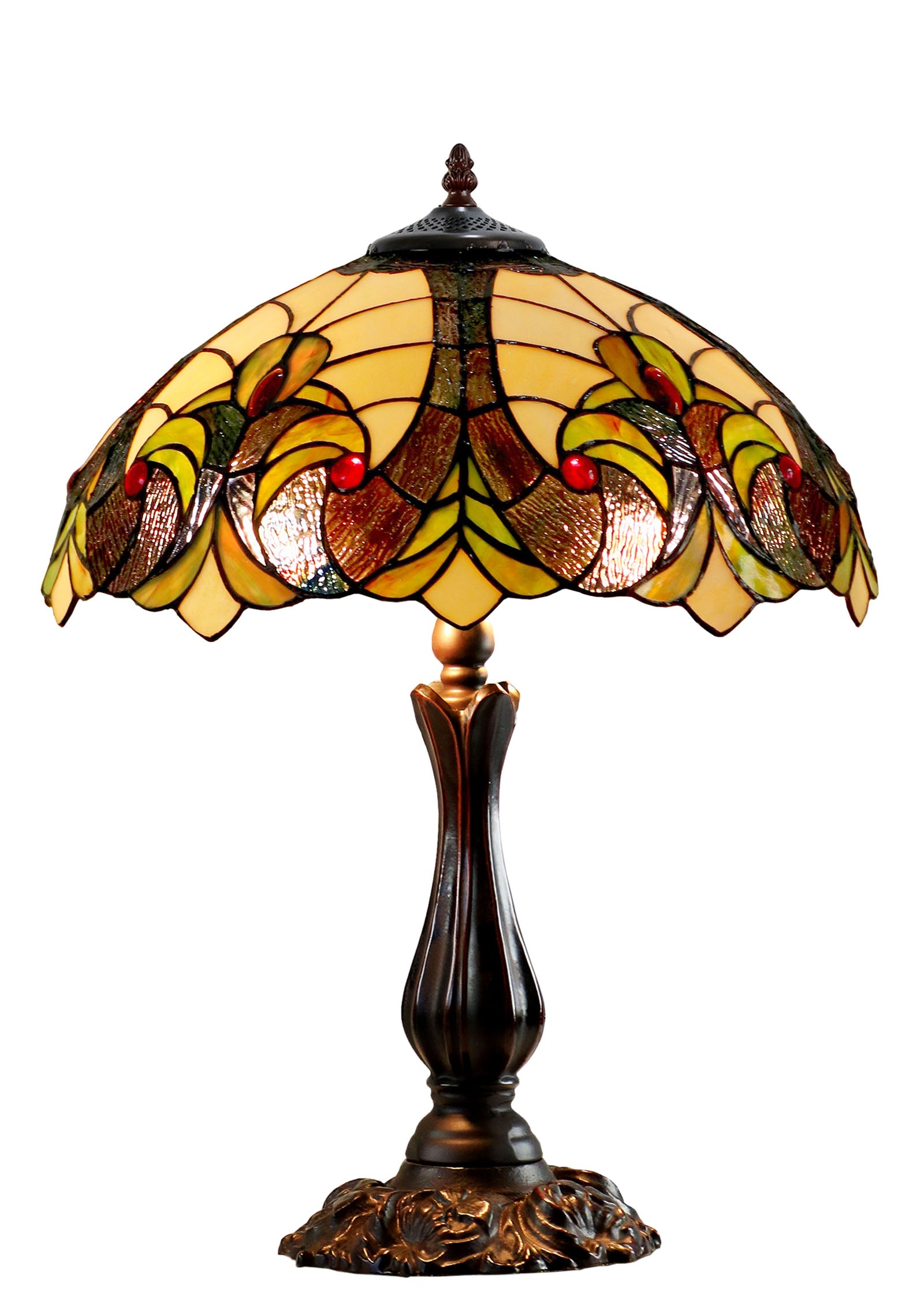16" Large Amor Ivory Victorian Style Tiffany Table Lamp