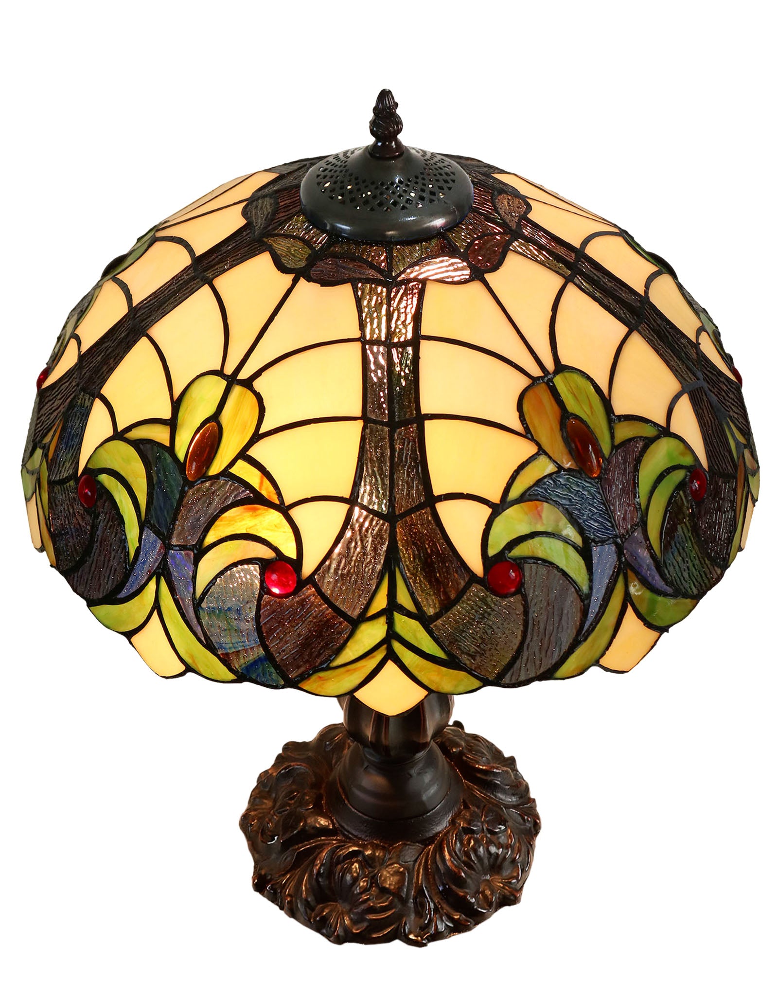 16" Large Amor Ivory Victorian Style Tiffany Table Lamp