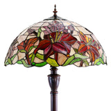LARGE 18" Oriental Lily Style Floral Real Stained Glass Tiffany Floor Lamp