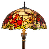 LARGE 18" Oriental Lily Style Floral Real Stained Glass Tiffany Floor Lamp