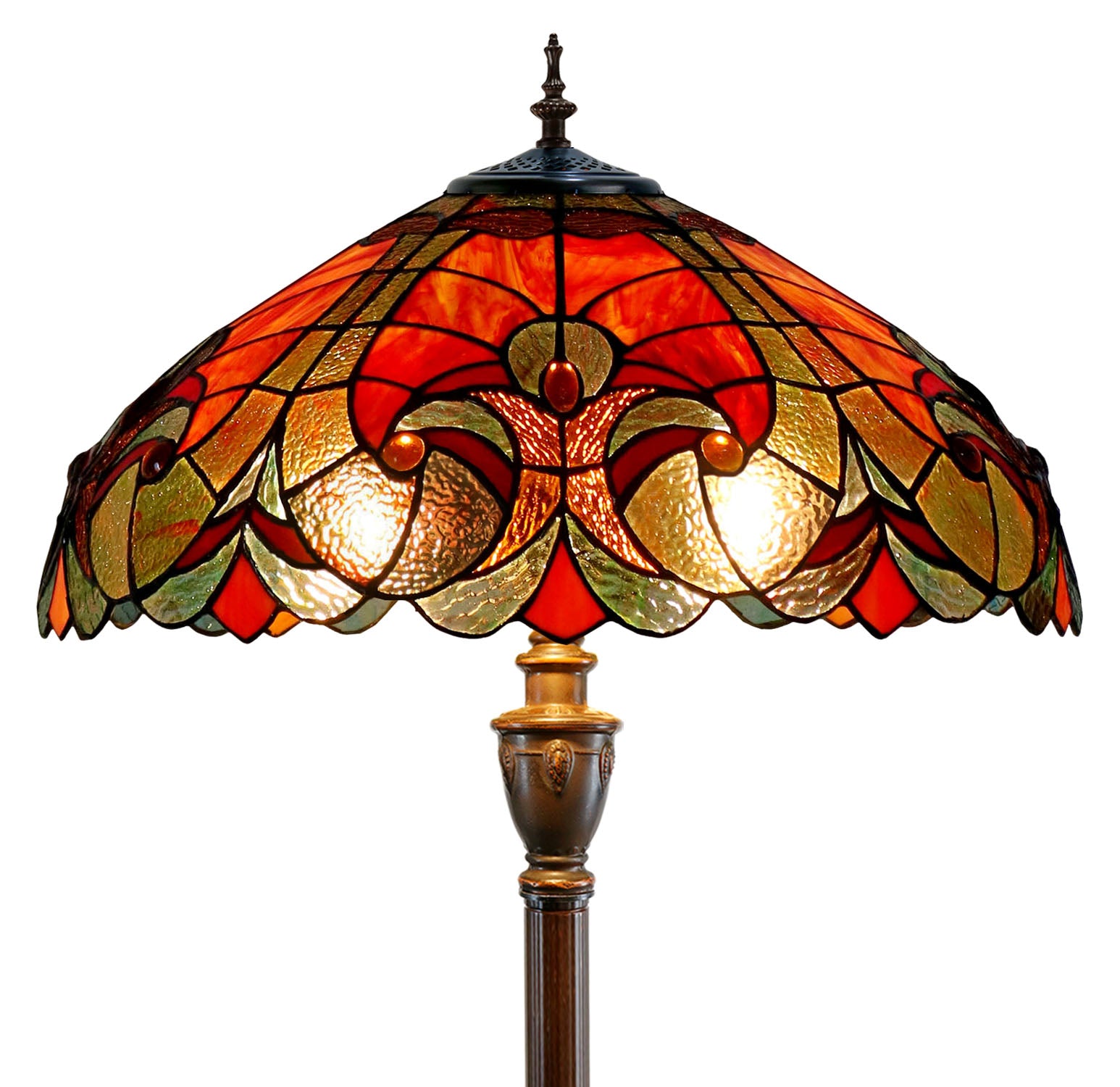 Large 18" Amor  Red Victorian Style Tiffany Style Floor Lamp