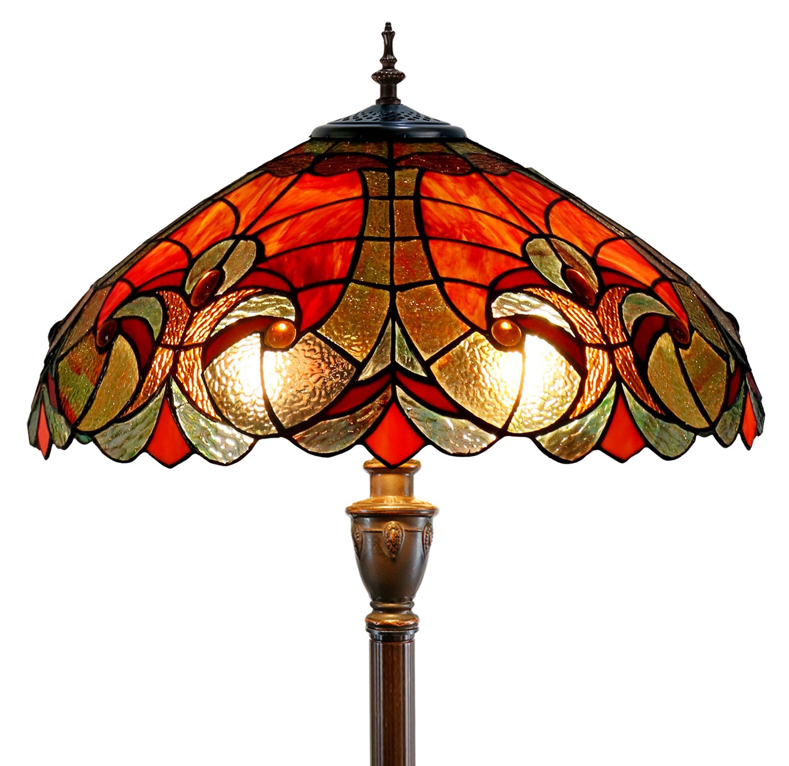 Large 18" Amor  Red Victorian Style Tiffany Style Floor Lamp