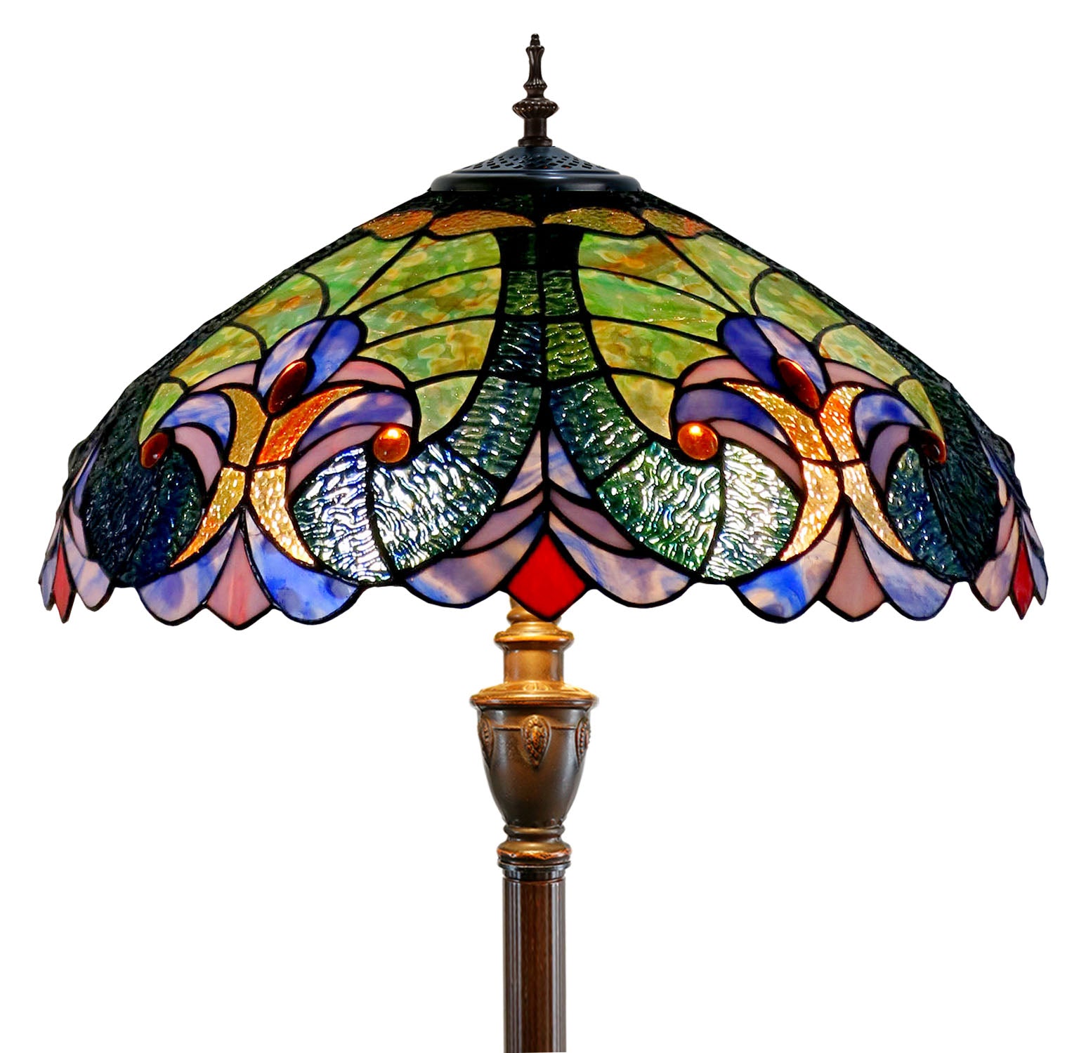Large 18" Amor Green Victorian Style Tiffany Style Floor Lamp