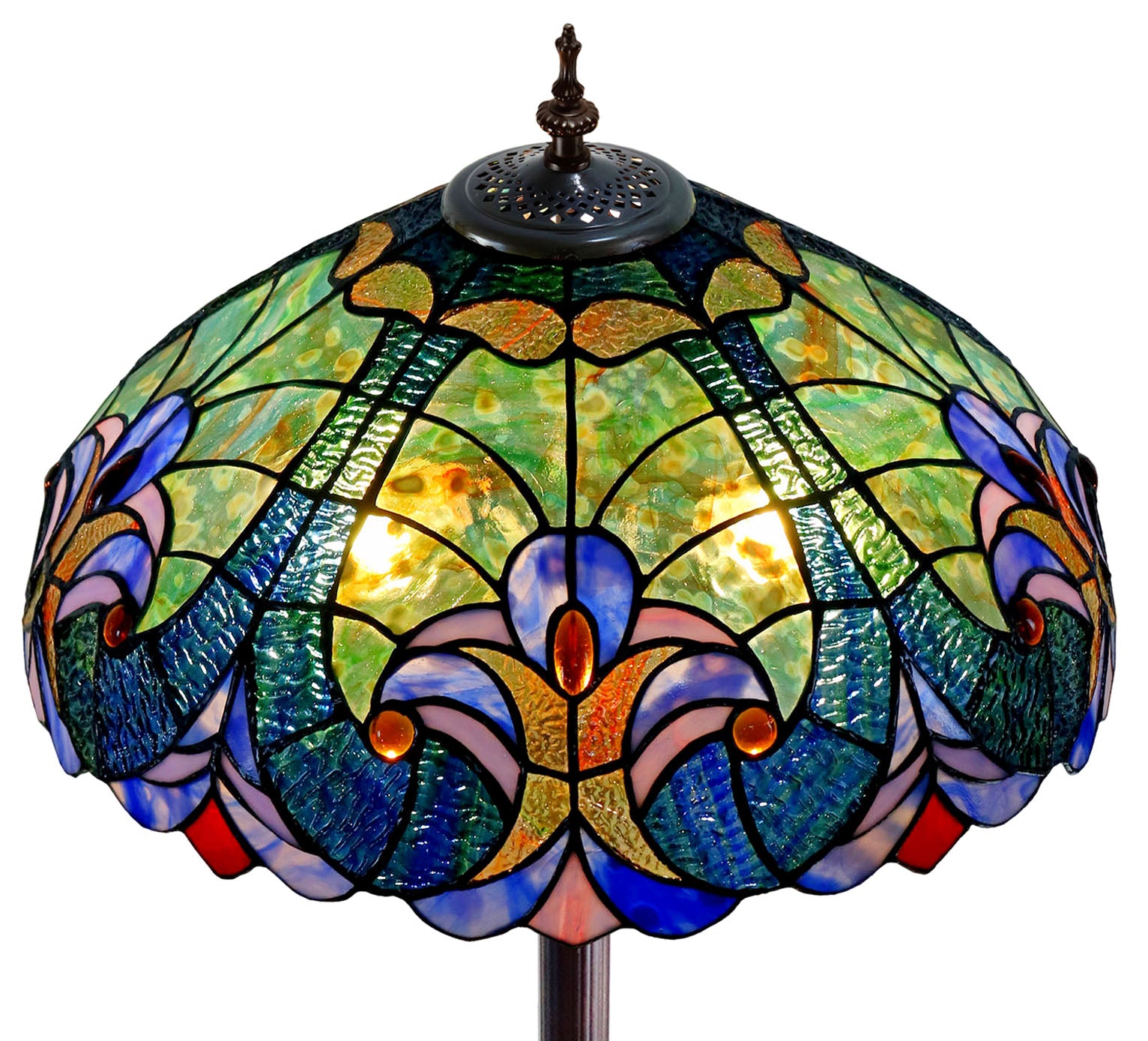 Large 18" Amor Green Victorian Style Tiffany Style Floor Lamp