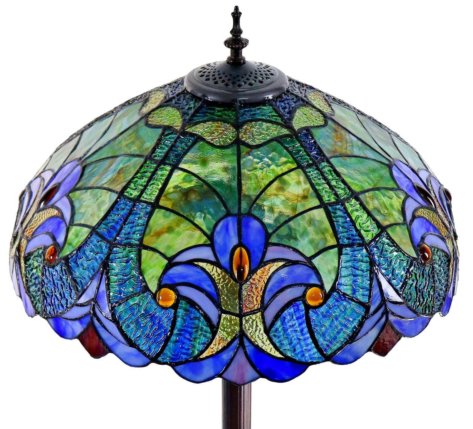 Large 18" Amor Green Victorian Style Tiffany Style Floor Lamp
