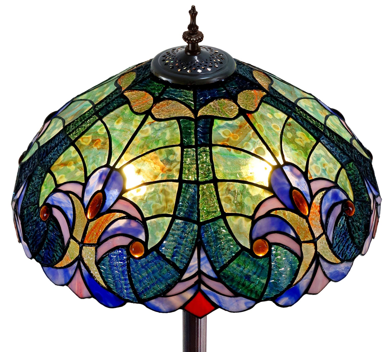 Large 18" Amor Green Victorian Style Tiffany Style Floor Lamp