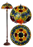 Gorgeous 18 inches wide "Garden Of Roses" Stained Glass Tiffany Floor Lamp