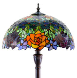 Gorgeous 18 inches wide "Garden Of Roses" Stained Glass Tiffany Floor Lamp